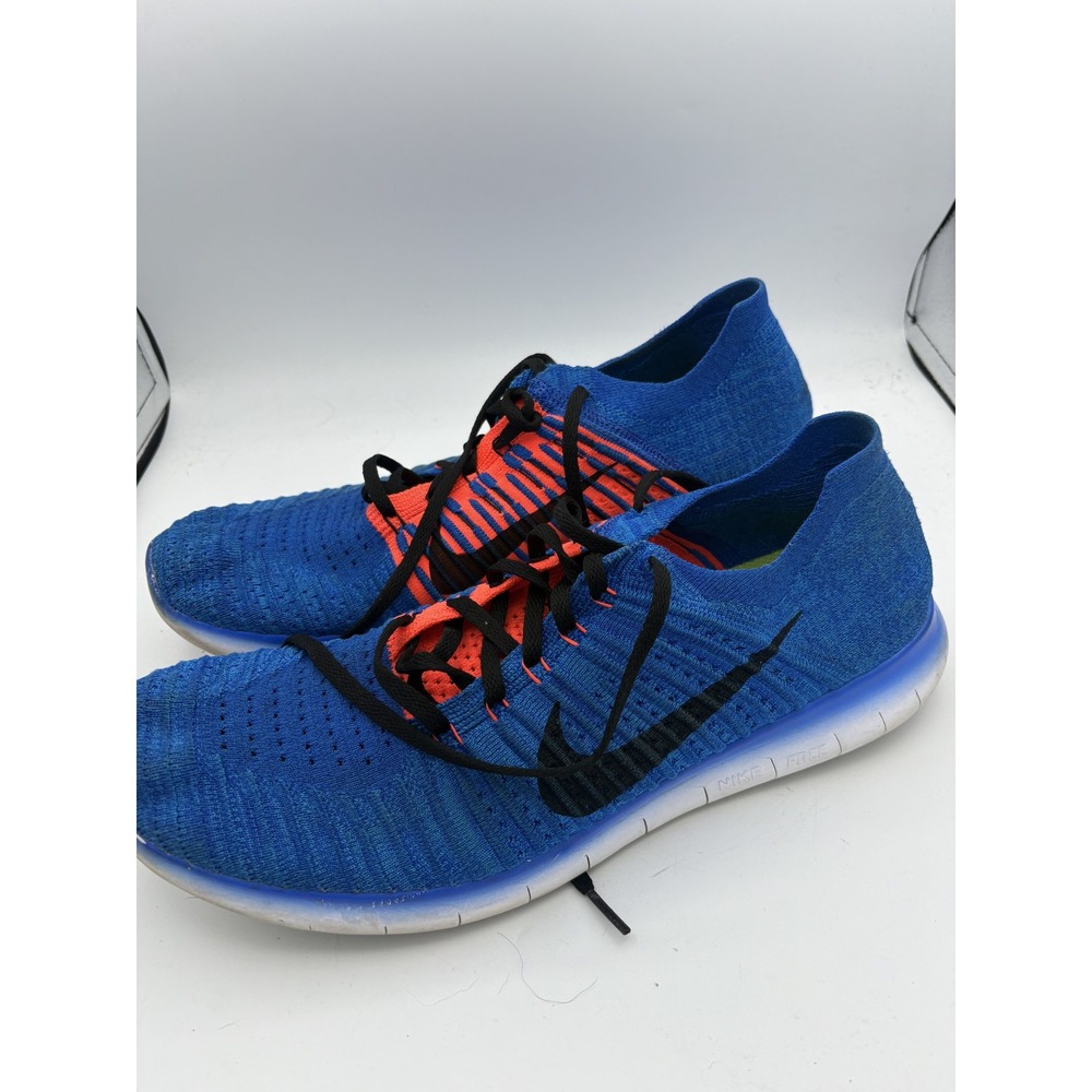 Nike Free RN Flyknit Shoes Mens Size 13 Blue Orange Running Sneakers Lightweight